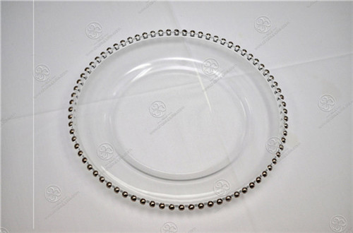 Glass Charger with Silver Beads